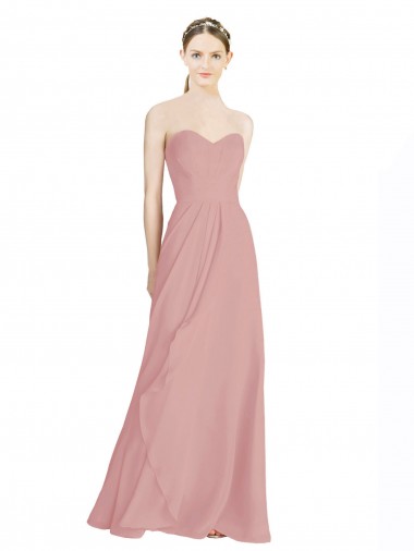 Low Back Dusty Pink A-Line Sweetheart Long Bridesmaid Dress / Formal Dress York
