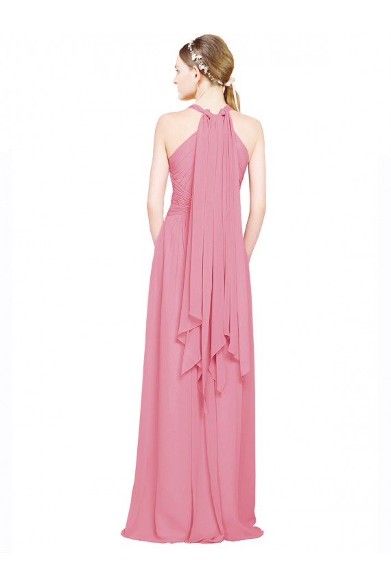Skin Pink A-Line V-Neck Long Bridesmaid Dress / Evening Dress York