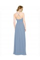 Open Back Dusty Blue A-Line High Neck Long Bridesmaid Dress / Evening Dress York