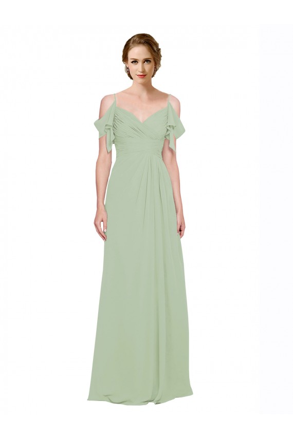 Low Back Smoke Green A-Line Sweetheart Long Bridesmaid Dress York