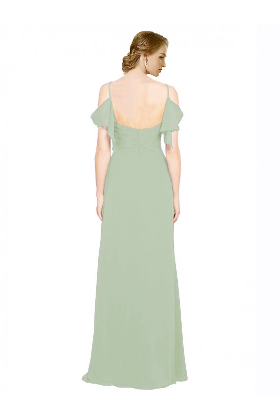 Low Back Smoke Green A-Line Sweetheart Long Bridesmaid Dress York