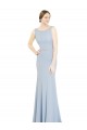 Low Back Light Sky Blue A-Line High Neck Long Bridesmaid Dress York
