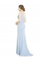 Low Back Light Sky Blue A-Line High Neck Long Bridesmaid Dress York