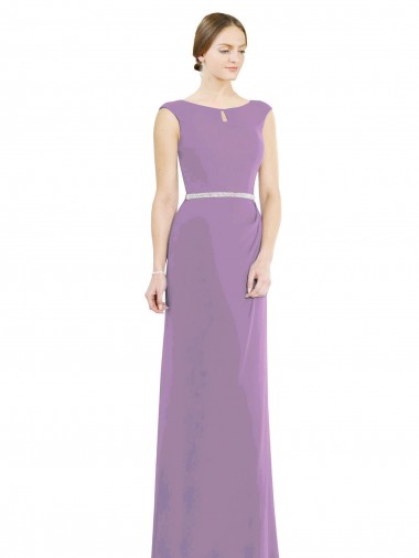 Low Back Dark Lavender A-Line High Neck Long Formal Dress / Bridesmaid Dress York