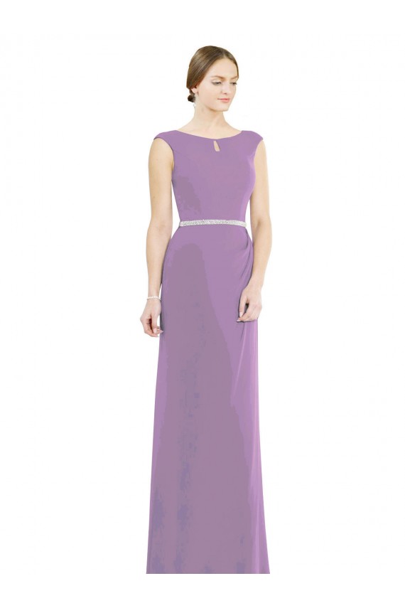 Low Back Dark Lavender A-Line High Neck Long Formal Dress / Bridesmaid Dress York