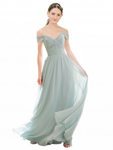 Sea Glass A-Line Off the Shoulder Long Bridesmaid Dress York