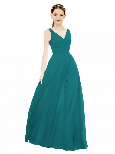 Hunter A-Line V-Neck Long Bridesmaid Gowns York