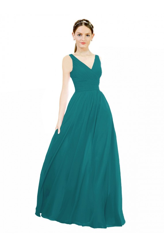 Hunter A-Line V-Neck Long Bridesmaid Gowns York