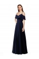 Dark Navy A-Line V-Neck Long Bridesmaid Dress York