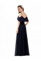 Dark Navy A-Line V-Neck Long Bridesmaid Dress York