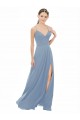 Keyhole Back Dusty Blue A-Line V-Neck Long Bridesmaid Dress York