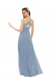 Keyhole Back Dusty Blue A-Line V-Neck Long Bridesmaid Dress York