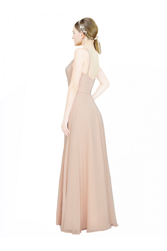 Pink A-Line V-Neck Sleeveless Long Bridesmaid Dress / Evening Dress York
