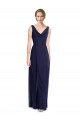 V-Back Dark Navy A-Line Cowl Neck Long Bridesmaid Dress York