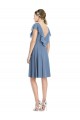 V-Back Dusty Blue A-Line V-Neck Cocktail Length Bridesmaid Dress York