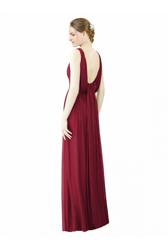 V-Back Burgundy A-Line V-Neck Long Bridesmaid Dress / Formal Dress York