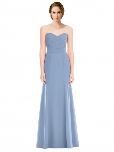 Dusty Blue Mermaid Strapless Long Bridesmaid Dress York