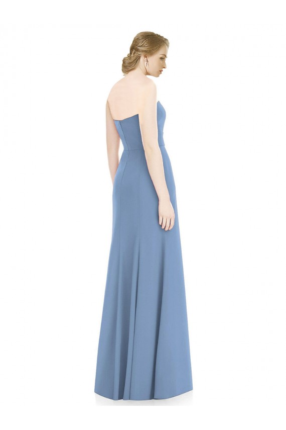 Dusty Blue Mermaid Strapless Long Bridesmaid Dress York