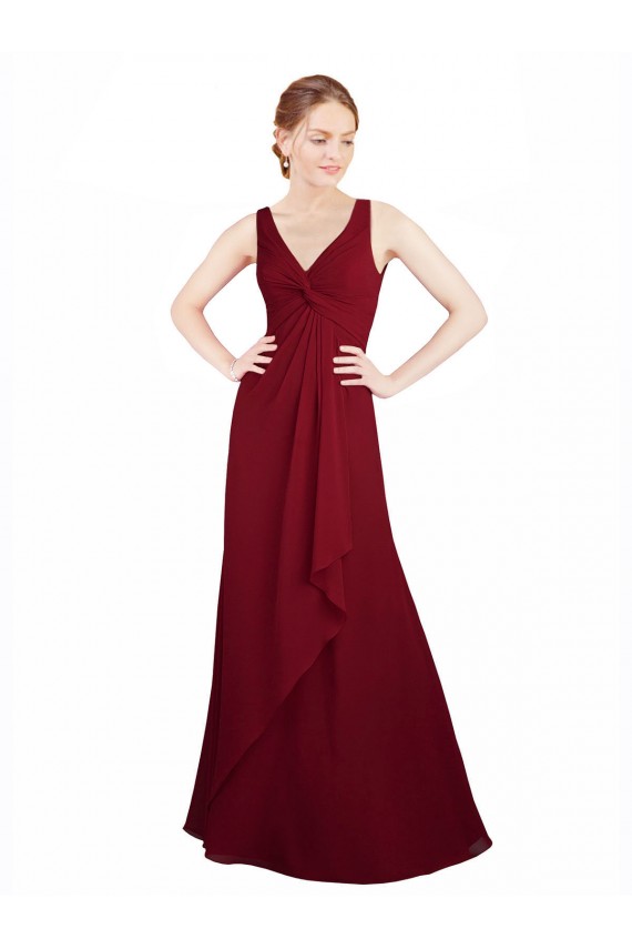 Burgundy A-Line V-Neck Long Bridesmaid Dress / Evening Dress York