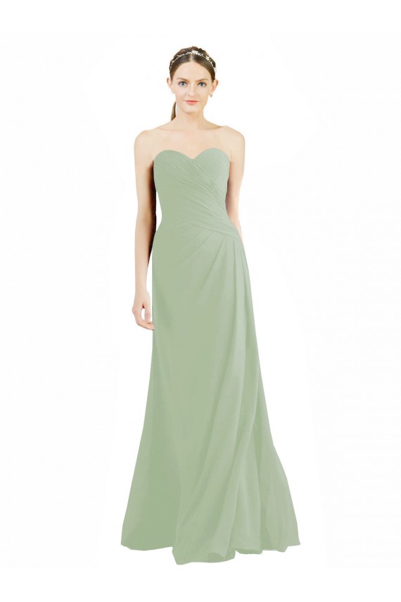 Smoke Green A-Line Sweetheart Long Bridesmaid Dress York