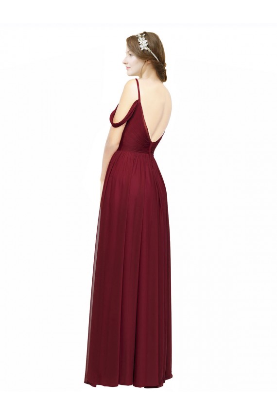 Low Back Burgundy A-Line Spaghetti Straps Long Bridesmaid Dress / Evening Dress York