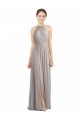 Low Back Oyster Silver A-Line Halter Neck Long Bridesmaid Dress York