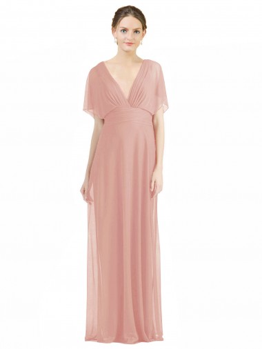 V-Back Bliss Pink A-Line V-Neck Long Bridesmaid Dress / Formal Dress York