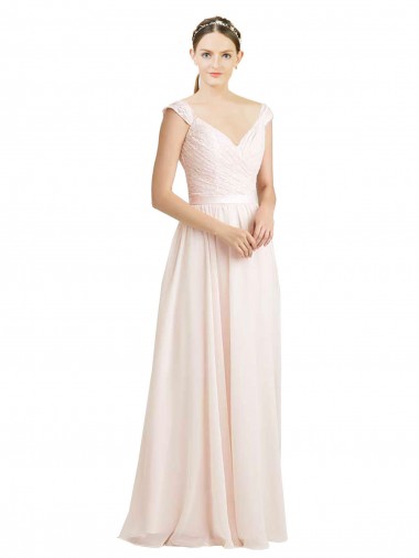 V-Back Cream Pink A-Line Sweetheart Long Bridesmaid Dress York