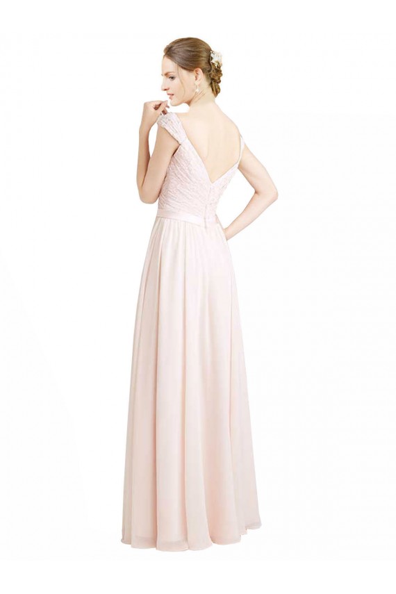 V-Back Cream Pink A-Line Sweetheart Long Bridesmaid Dress York
