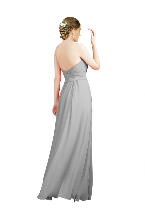 Low Back Silver A-Line Sweetheart Long Bridesmaid Dresses York