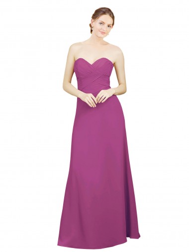 Low Back Wild Berry A-Line Sweetheart Long Bridesmaid Dress York