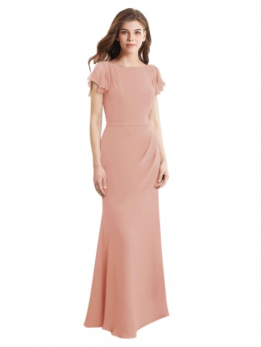 Low Back Bliss Pink Mermaid High Neck Long Prom Dress / Bridesmaid Dress York