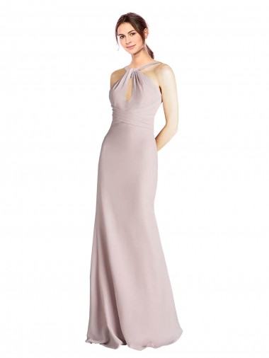 Open Back Sheath High Neck Long Bridesmaid Dress York