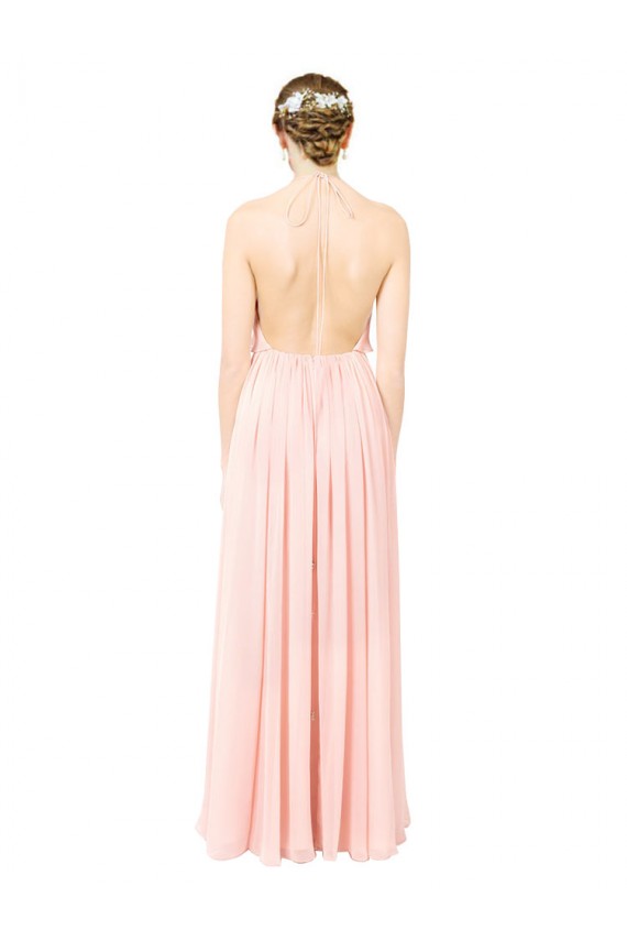 Open Back Pink A-Line Halter Neck Long Formal Dress / Bridesmaid Dress York
