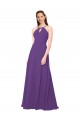Plum Purple Sheath High Neck Long Bridesmaid Dress York