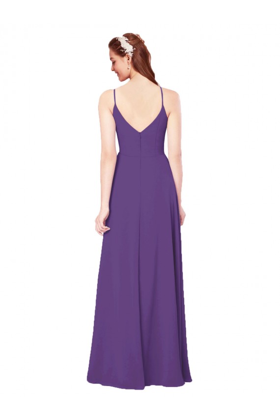 Plum Purple Sheath High Neck Long Bridesmaid Dress York
