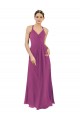 Keyhole Back Wild Berry Sheath V-Neck Long Bridesmaid Dress York