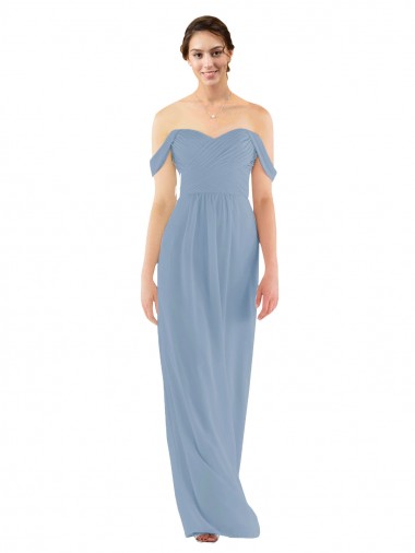 Dusty Blue Sheath Sweetheart Long Bridesmaid Dress York