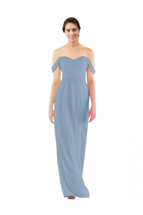 Dusty Blue Sheath Sweetheart Long Bridesmaid Dress York