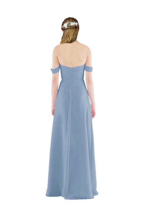 Dusty Blue Sheath Sweetheart Long Bridesmaid Dress York