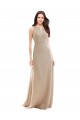 Champagne A-Line High Neck Long Bridesmaid Dress York