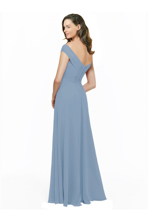 Dusty Blue A-Line Off the Shoulder Long Bridesmaid Dress / Evening Gowns York