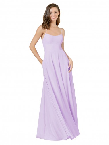 Lilac A-Line Square Neck Long Bridesmaid Gown York