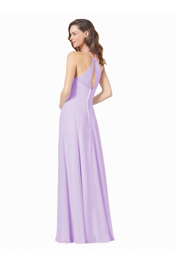 Lilac A-Line Square Neck Long Bridesmaid Gown York