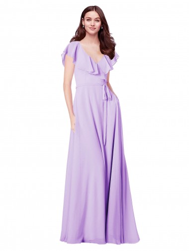 V-Back Lilac A-Line V-Neck Long Bridesmaid Dress / Formal Dress York