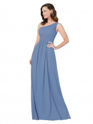 Windsor Blue Sheath One Shoulder Long Bridesmaid Dress York