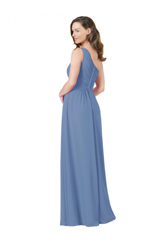 Windsor Blue Sheath One Shoulder Long Bridesmaid Dress York