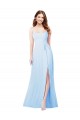 Light Sky Blue Sheath Square Neck Long Bridesmaid Dress York
