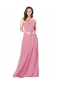 Keyhole Back Skin Pink A-Line Halter Neck Long Prom Dress / Bridesmaid Dress York