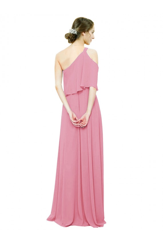 Skin Pink A-Line One Shoulder Long Bridal Party Dress York